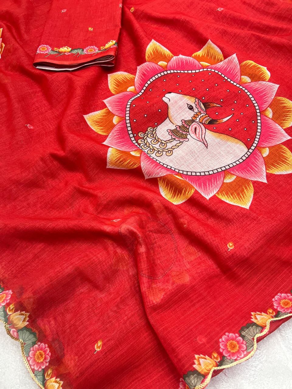 MG 541 Plain Linen Digital Printed Designer Wholesale Saree Suppliers In Mumbai